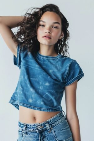 Camiseta Feminina em Malha - Blue Jeans