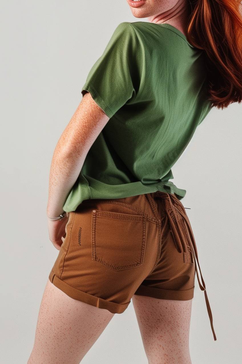 Short Feminino Curto em Brim - Marrom - Imagem 2