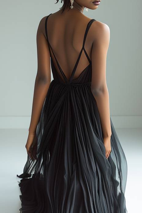 Vestido de Festa em Tule - Preto - Imagem 2